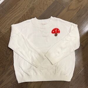 Jessica Simpson White Sweater with Red Mushroom Design